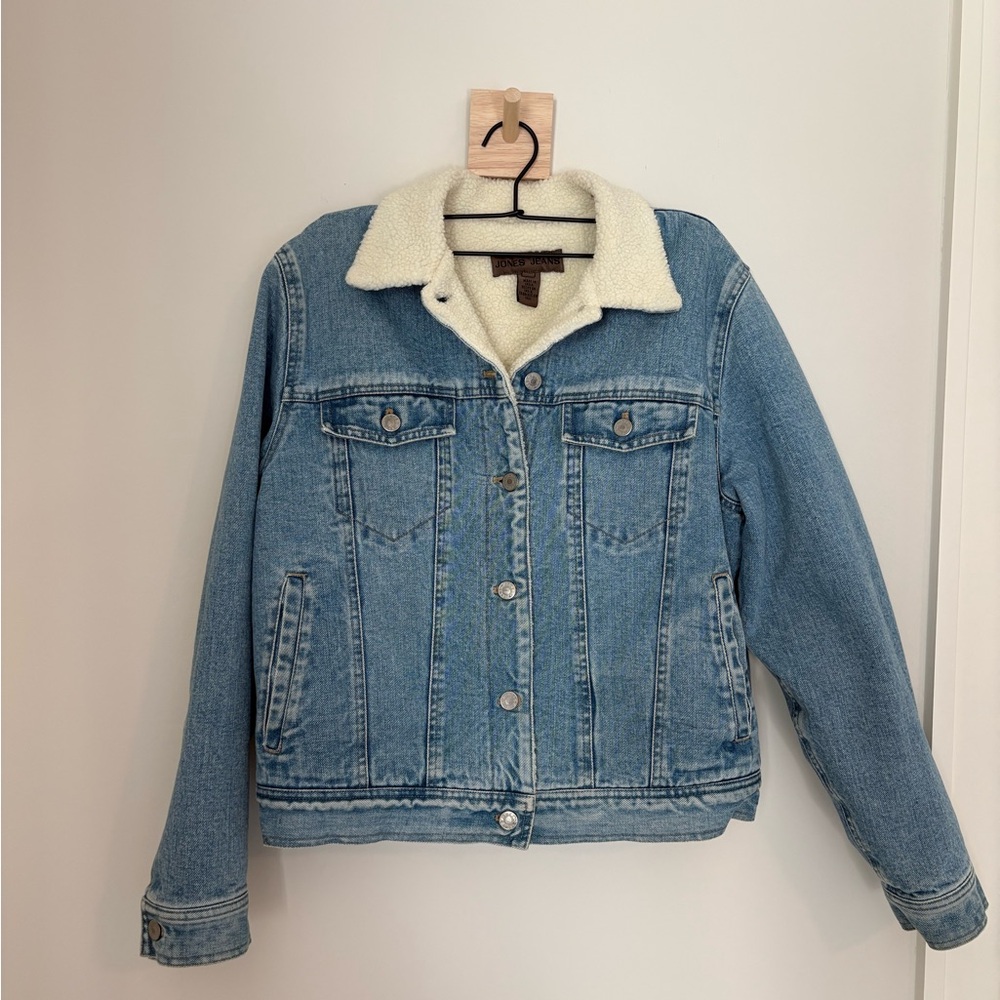 Vintage Jones Jeans Blue Denim Jacket with Cream Sherpa Lining